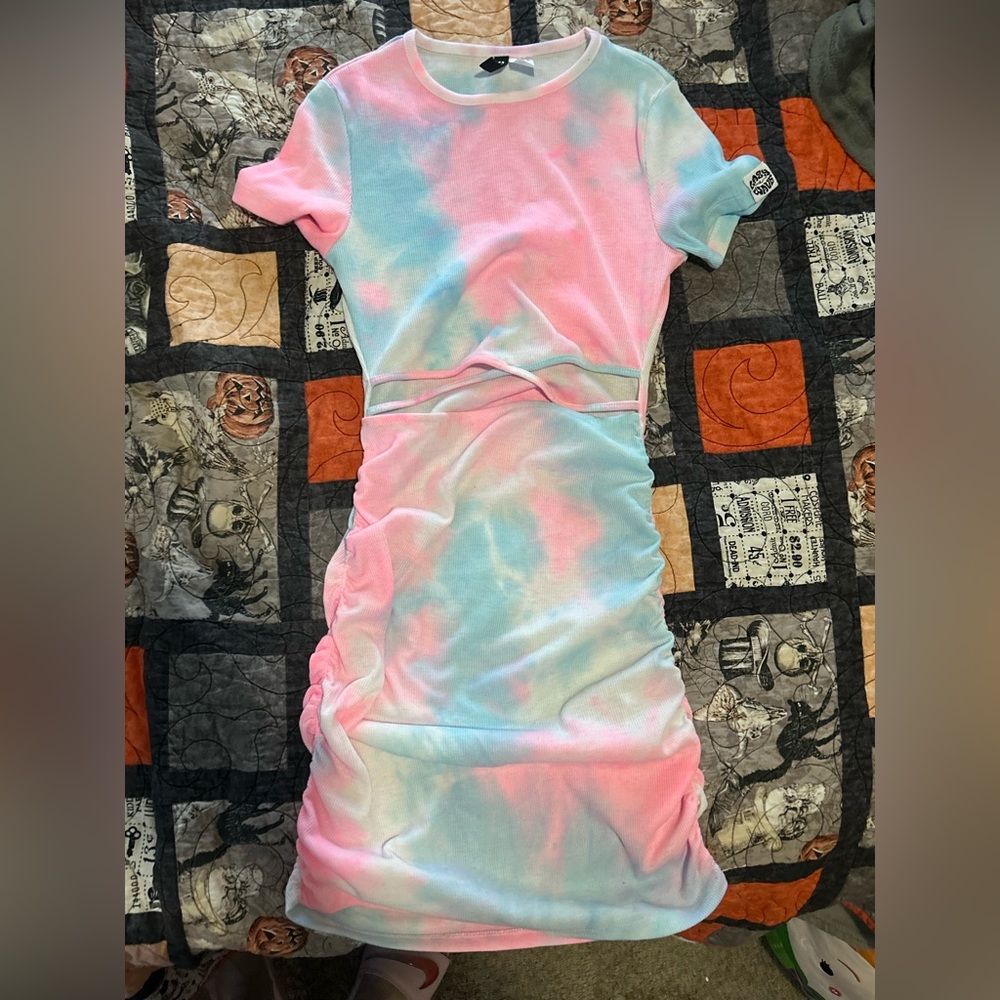 Divided by H&M Pink and Blue Tie-Dye Mini Dress